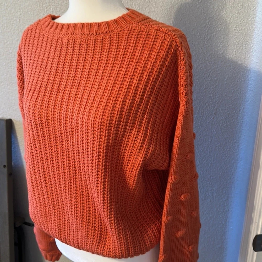 Moon & Madison Knit Bubble Sleeve Rust Sweater Size L - NWOT - Picture 3 of 9